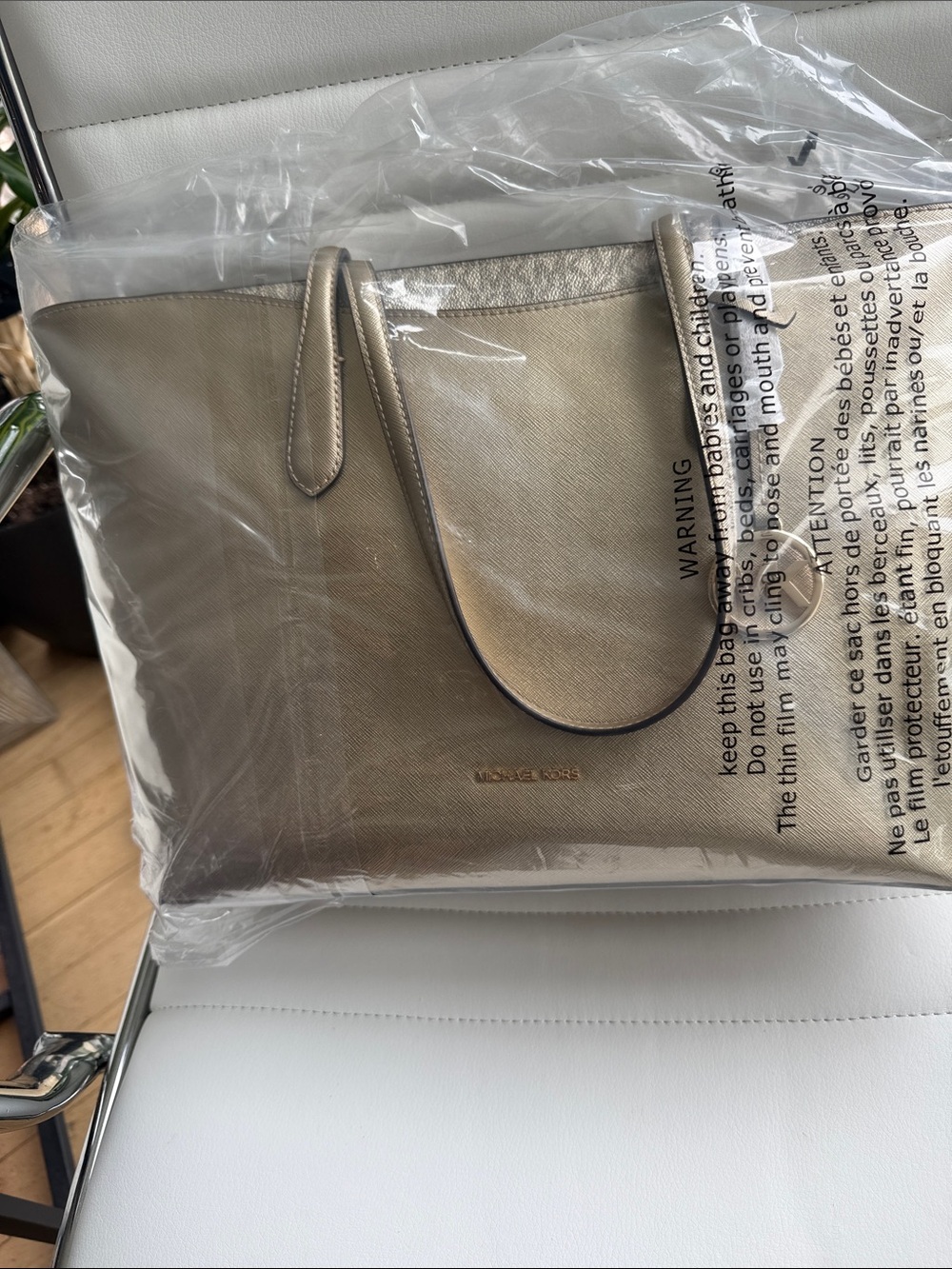 Michael Kors Metallic Gold Leather Tote